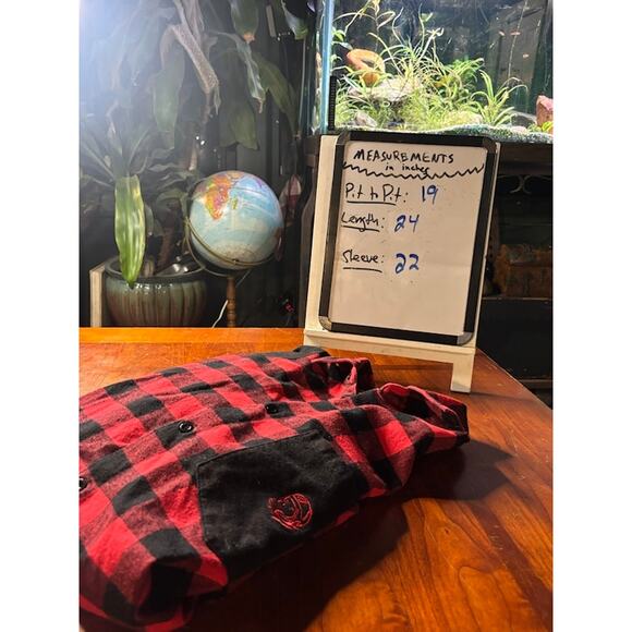 Billionaire Boys Club Buffalo Plaid Red Black Checked Button Up Men's Size Small - Picture 10 of 10